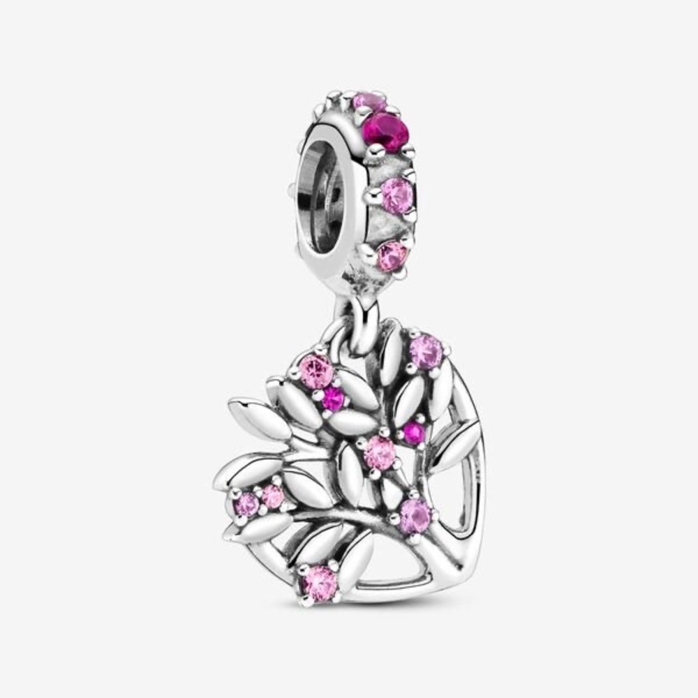 (NWOT) Pink Heart Family Tree Dangle Charm
